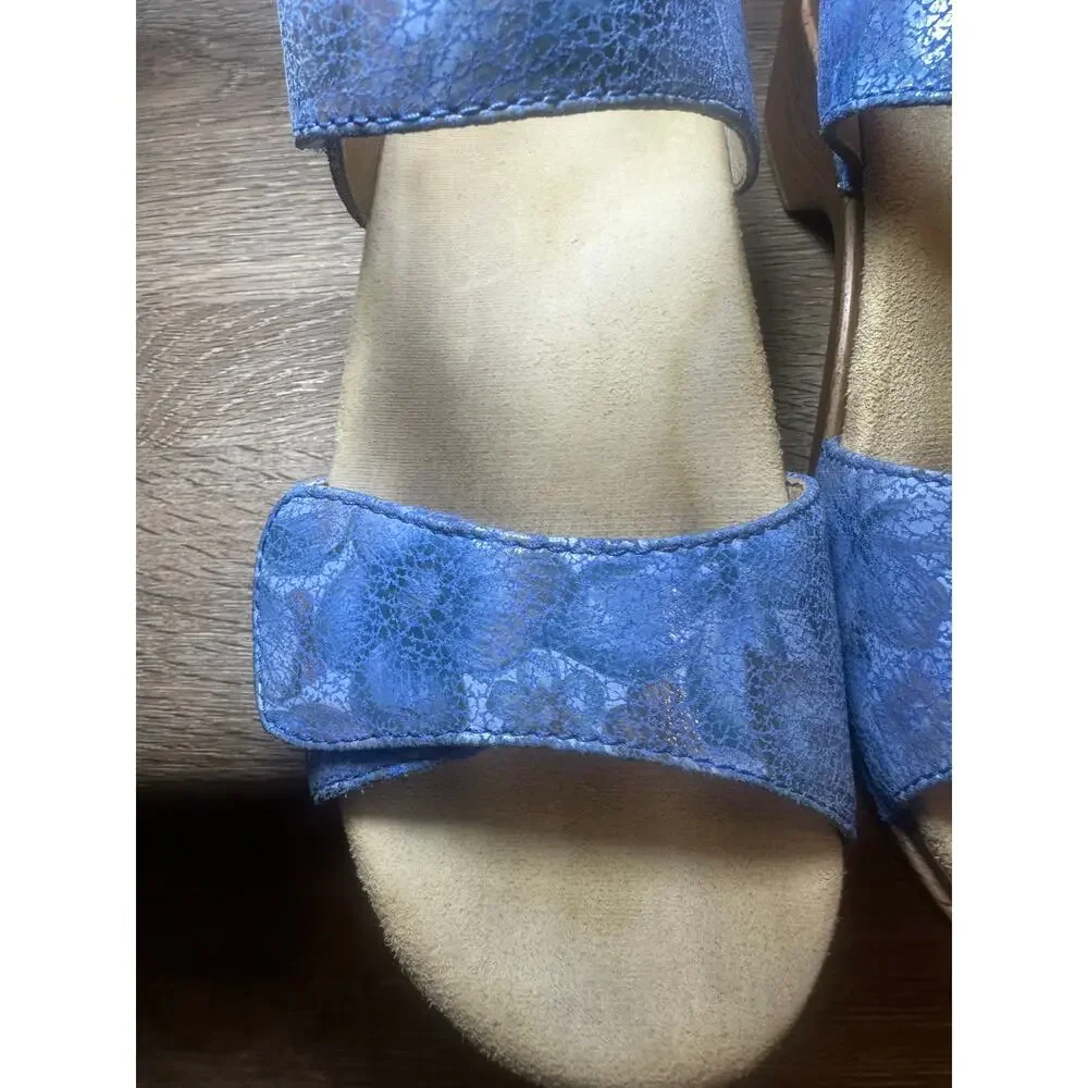 Dansko Sonnet Blue Print Leather Sandals EU 40 US 9.5-10 Comfort - Picture 10 of 11